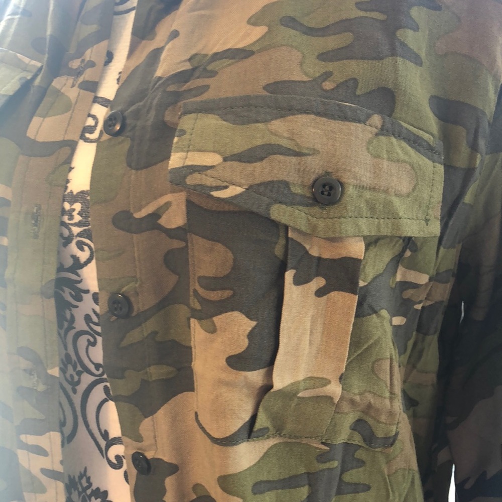 Rue 21 Embroidered Camo Button Down Shirt - Picture 6 of 7
